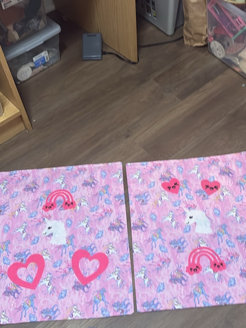 Girls Pink Unicorn & Heart Print Leggings